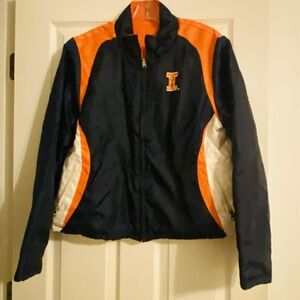 Reversible Women's Varsity Jacket in Navy and Orange